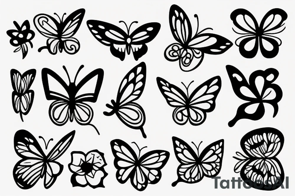 Butterfly, flower, fire tattoo idea