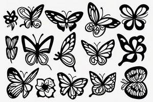 Butterfly, flower, fire tattoo idea