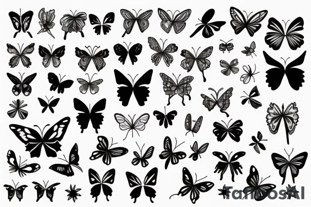 Butterfly, flower tattoo idea