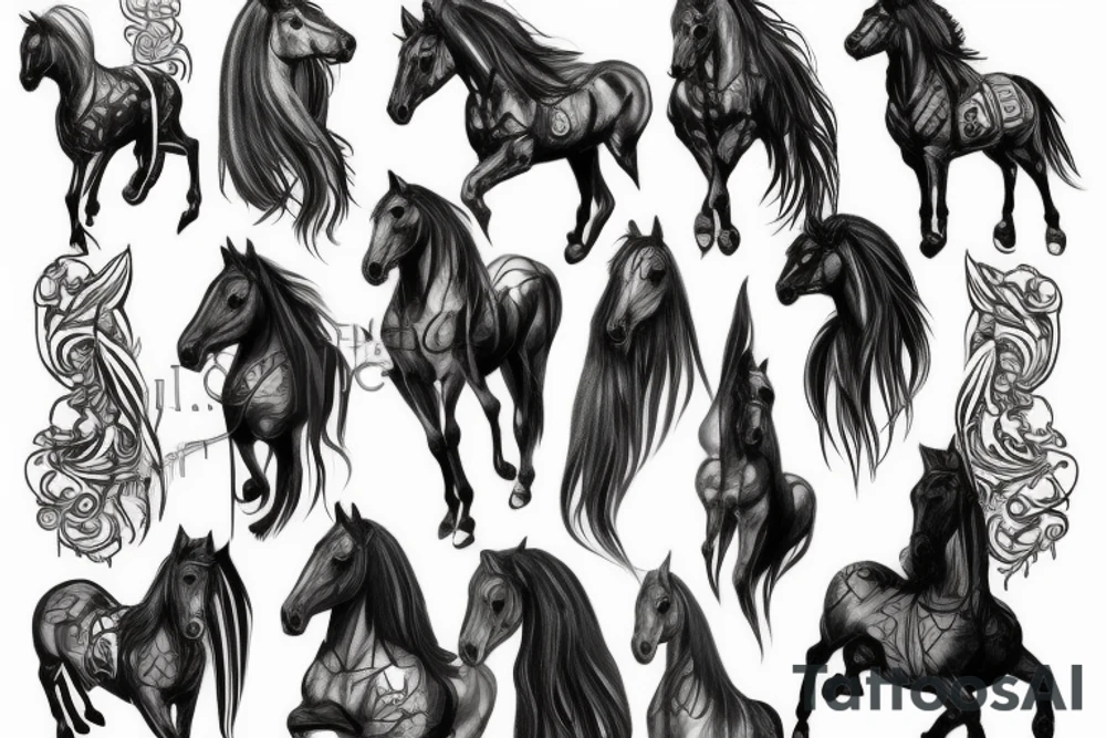 Gothic horse chess piece tattoo idea