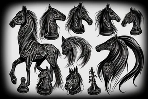 Gothic horse chess piece tattoo idea
