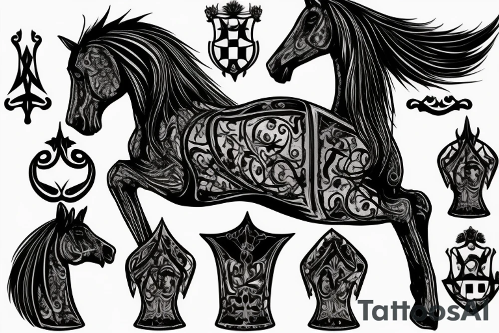 Gothic horse chess piece tattoo idea