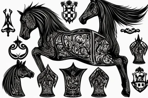 Gothic horse chess piece tattoo idea