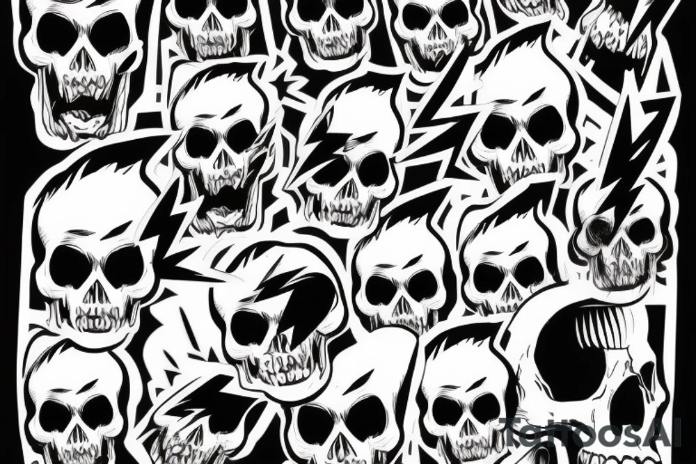 skull facing forward with lightning bolt in mouth tattoo idea skull facing forward with lightning bolt in mouth tattoo idea