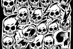 skull facing forward with lightning bolt in mouth tattoo idea