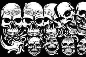 skull facing forward with mouth open wide tattoo idea