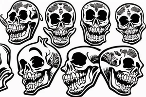 skull facing forward with mouth open wide tattoo idea