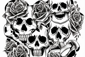 skull facing forward with mouth open wide tattoo idea
