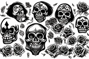 skull facing forward with mouth open wide tattoo idea