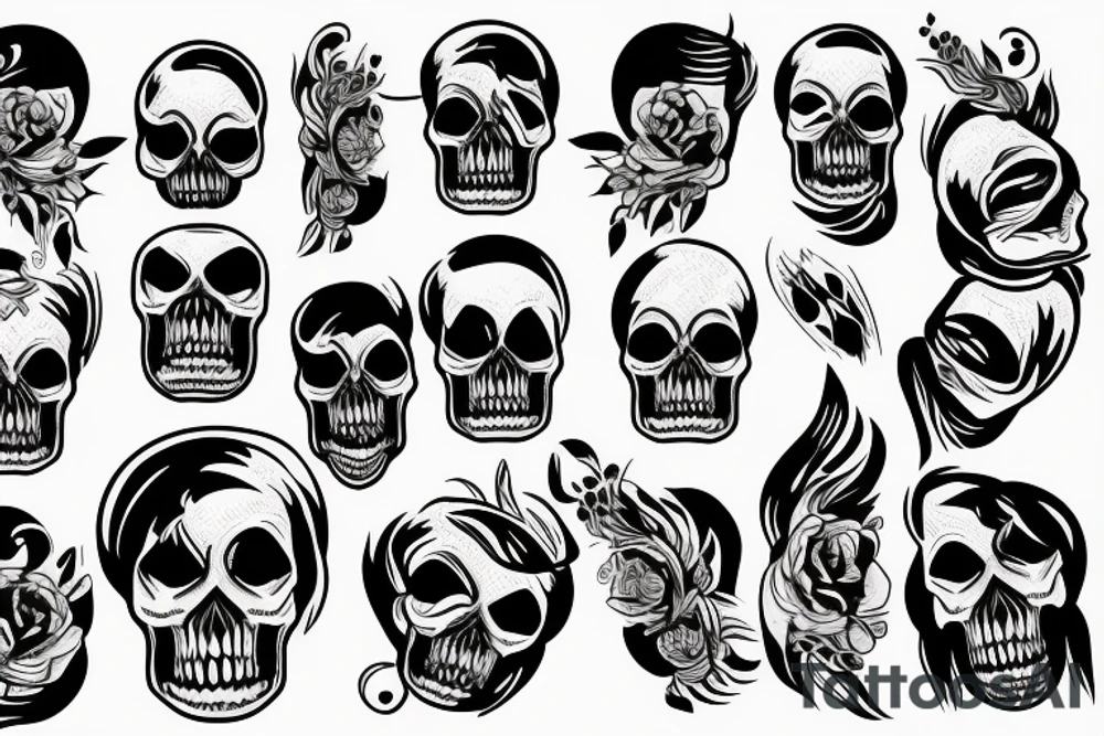 skull facing forward with mouth open wide tattoo idea