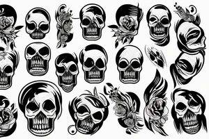 skull facing forward with mouth open wide tattoo idea