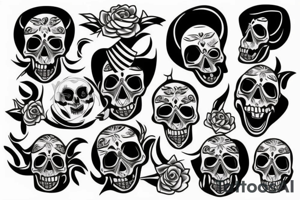 skull facing forward with mouth open wide tattoo idea