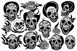 skull facing forward with mouth open wide tattoo idea