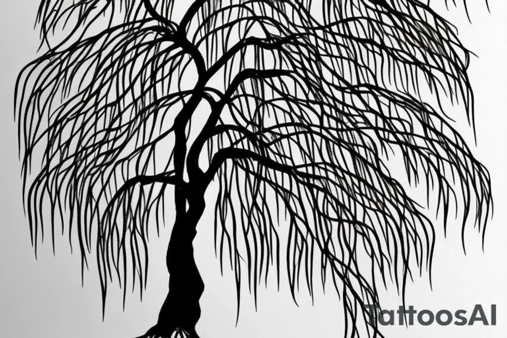 Weeping willow tree with a creek tattoo idea