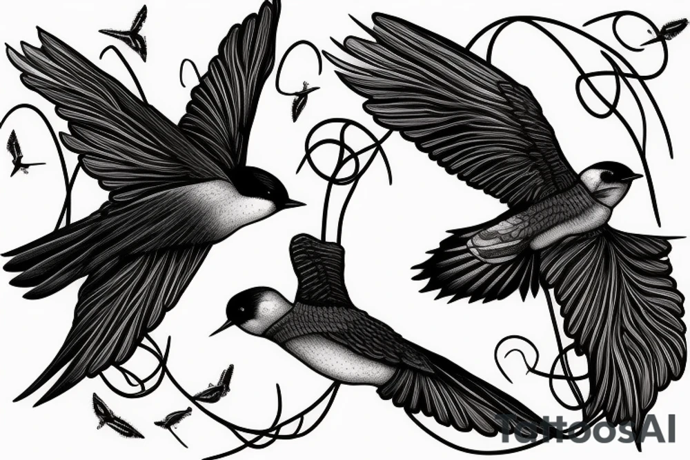 two swallows flying connected with a red thread tattoo idea two swallows flying connected with a red thread tattoo idea