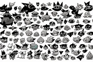 Bulbasaur
Squirtle Squad Squirtle 
Arbok
Psyduck
Geodude 
Farfedtch’d
Shellder
Gengar 
Onix 
Cubone 
Starmie 
Gyarados 
Ditto
Snorlax
Mew tattoo idea