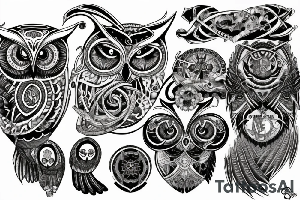 owl made from circuts tattoo idea