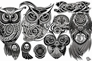 owl made from circuts tattoo idea