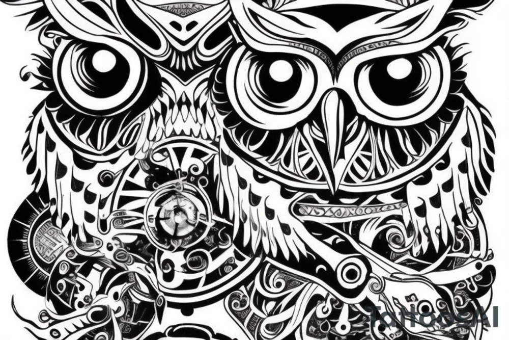 owl made from circuts tattoo idea