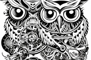 owl made from circuts tattoo idea