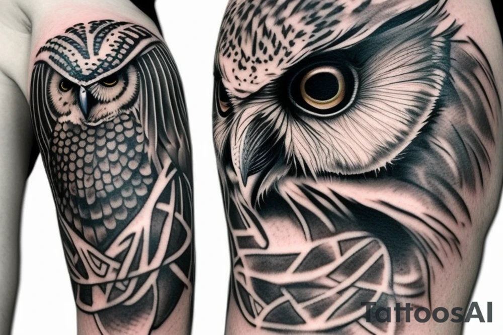 realistic owl tattoo idea