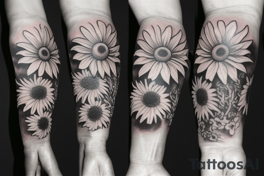 realistic owl 
sunflowers tattoo idea