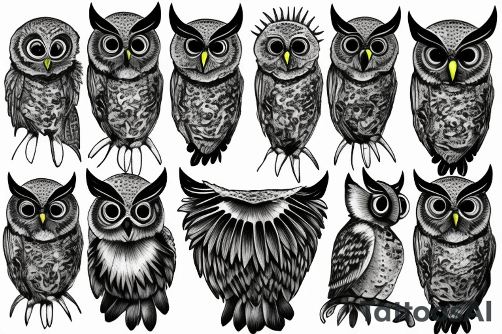 realistic owl 
sunflowers tattoo idea