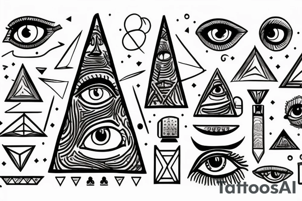 Pyramid with lights and an eye tattoo idea