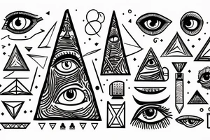 Pyramid with lights and an eye tattoo idea