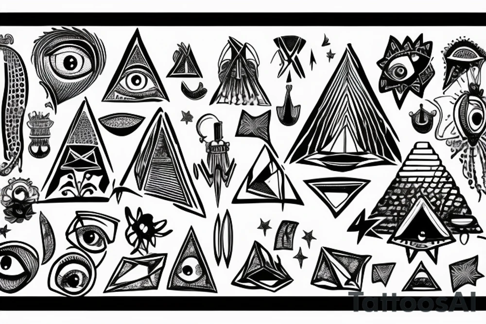 Pyramid with lights and an eye tattoo idea