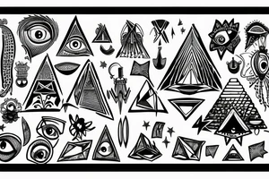 Pyramid with lights and an eye tattoo idea