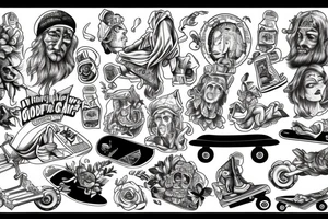 God on skateboarding tattoo idea