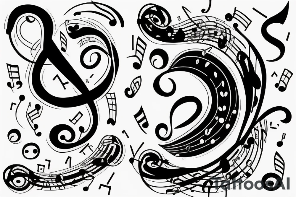 music note with a women tattoo idea
