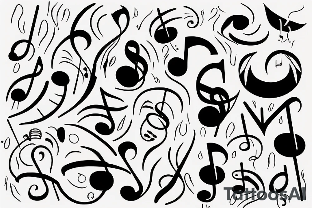 music note with a women tattoo idea