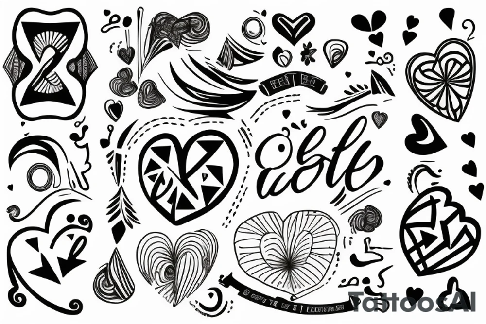 Heart with the words “fierité et joie” inside of it tattoo idea