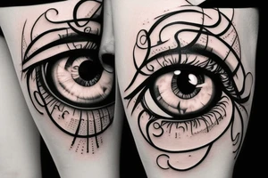 Eye tattoo located just above the knee tattoo idea