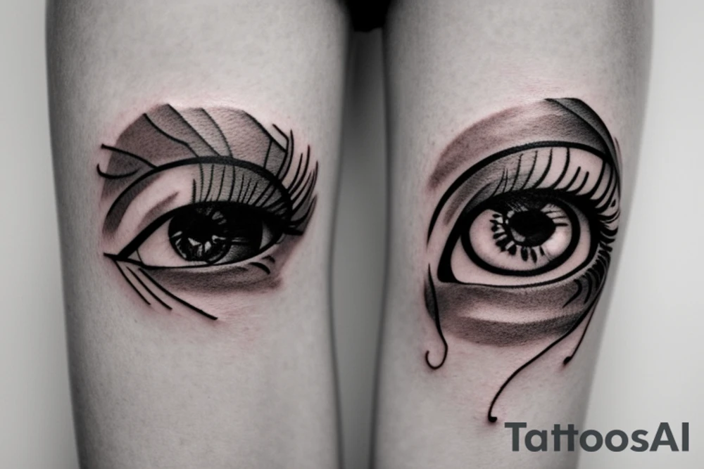 Eye tattoo located just above the knee tattoo idea