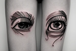 Eye tattoo located just above the knee tattoo idea