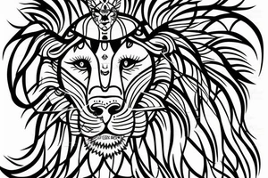 Lion and goddess durga tattoo idea