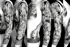 Heaven and hell full sleeve tattoo idea