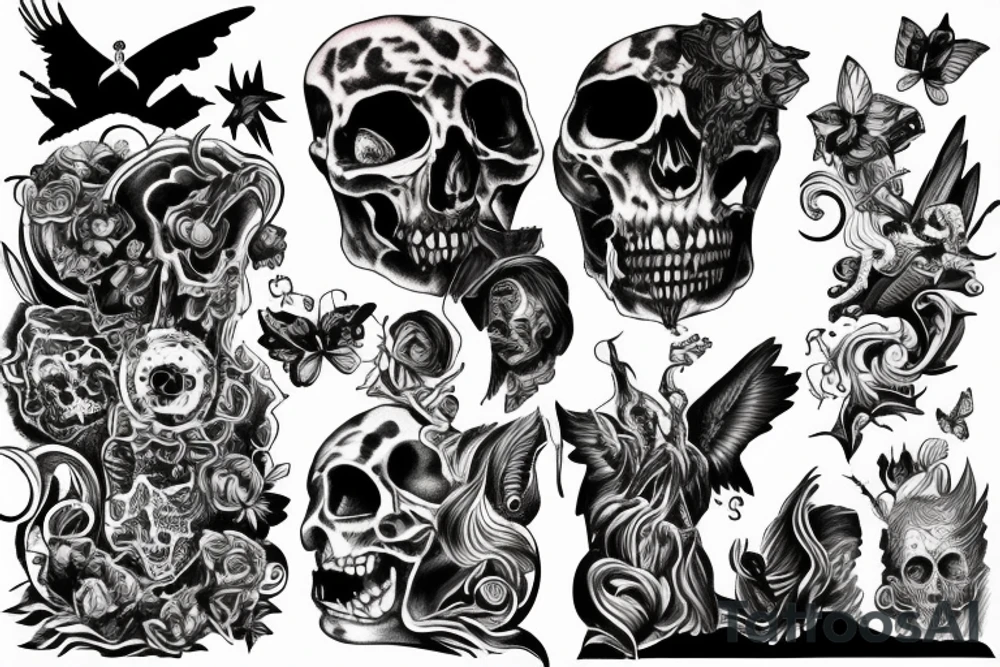 Heaven and hell full sleeve tattoo idea