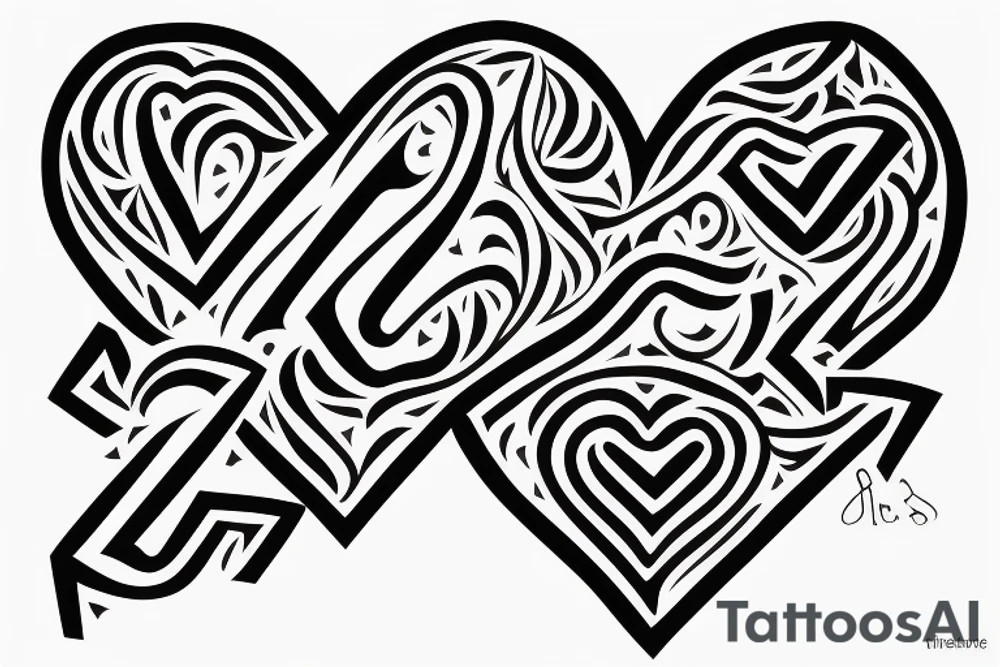 Heart with the letters f and e in it tattoo idea
