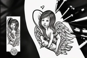 Jet tattoo protecting a baby angel tattoo idea