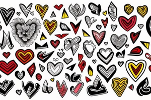 M&A heart fire red yellow tattoo idea