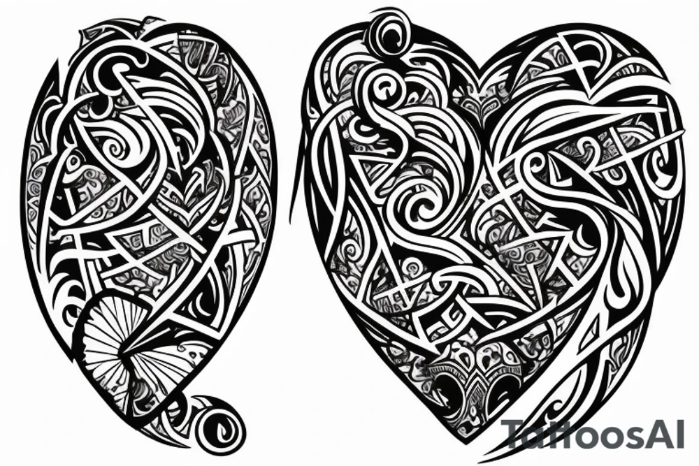 M & A heart fire tattoo idea