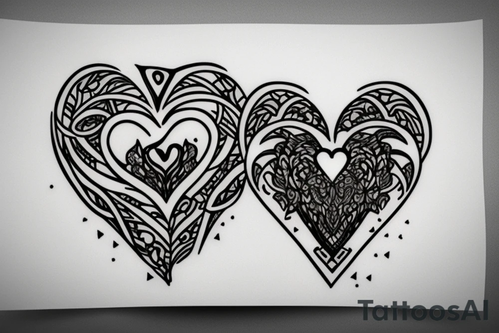 M & A heart fire tattoo idea