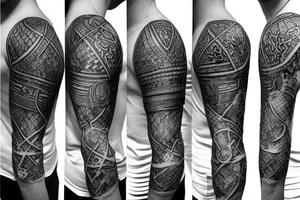 medieval knight's armor shoulder tattoo with crest medalian in the middle tattoo idea