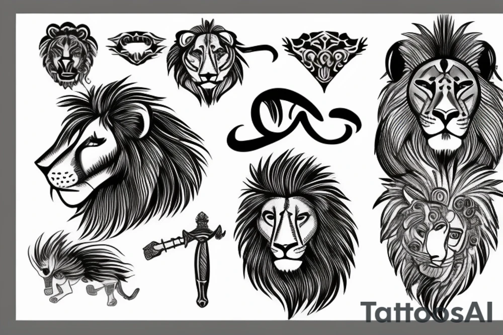 knight with a lion head tattoo idea