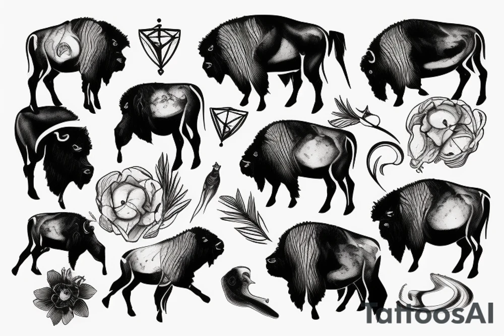Bison in hourglass tattoo idea