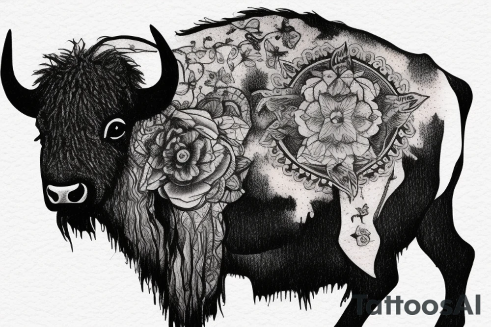 Bison in hourglass tattoo idea